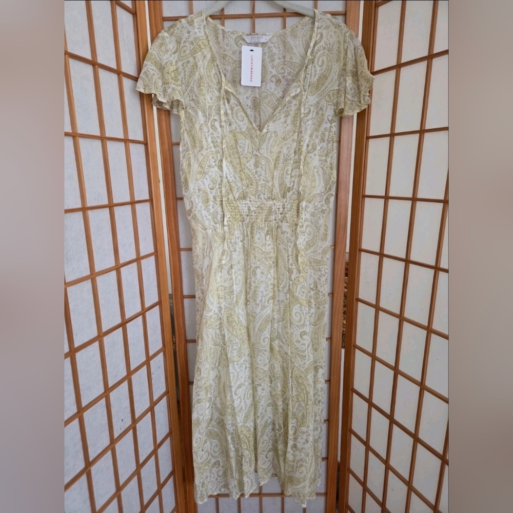 NWT Free People Pastel Colors Paisley Silky Light Polyester Dress Size Medium